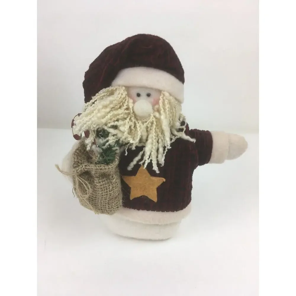 Santa Pillow Plush Christmas Red White Green Cottage Core Country Home